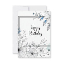 cartão de felicitações com moldura de flor de aniv