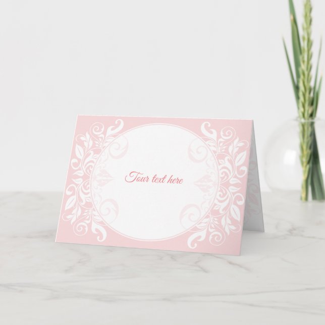 Cartão de felicitações, convite de casamento, rosa (Frente)