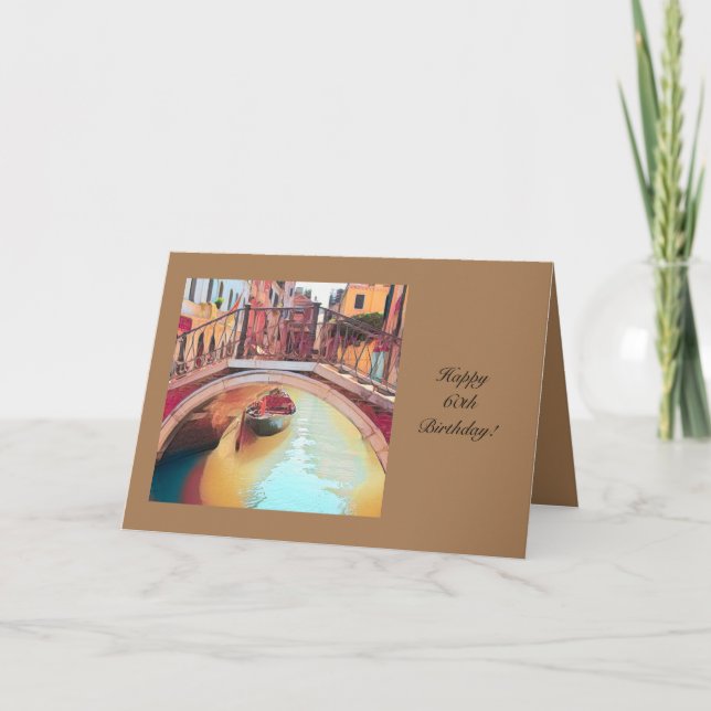 Cartão de Felicitações de 60º Aniversário com Vene (Frente)