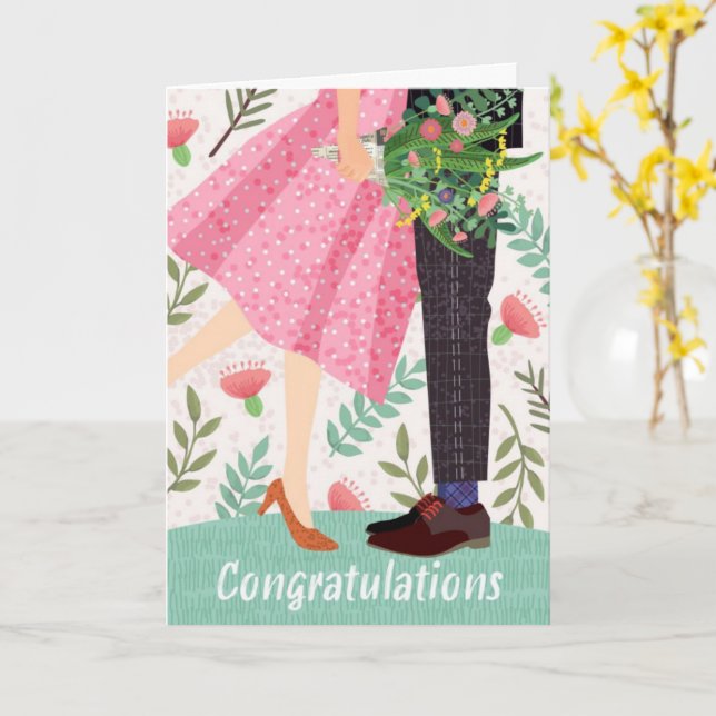 Cartão de Felicitações de Casamento (Flor Amarela)