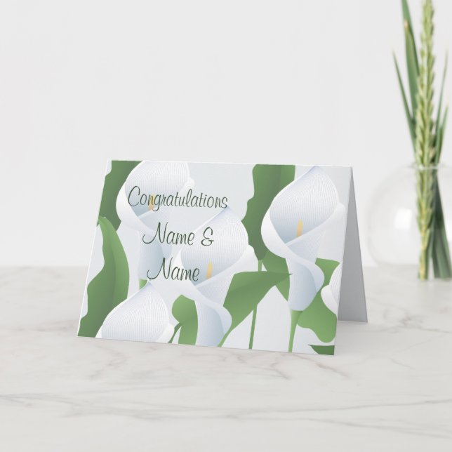 Cartão de Felicitações de Casamento com Copos-bran (Frente)