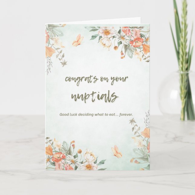 Cartão de Felicitações de Casamento com Flores Div (Frente)