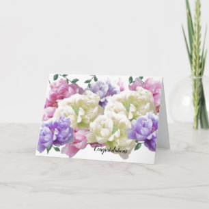 Cartão de Felicitações de Casamento com Peónias Li