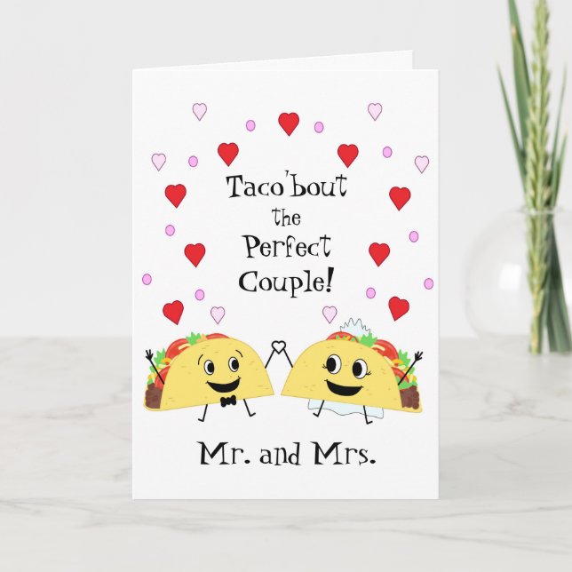 Cartão de Felicitações de Casamento de Taco Fofo (Frente)