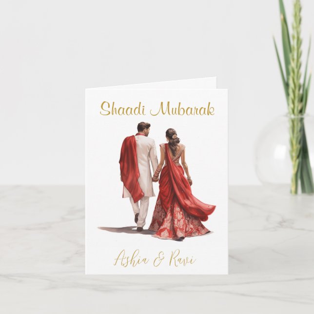 Cartão de Felicitações de Casamento Desi (Frente)