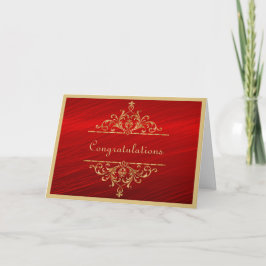 Cartão de Felicitações de Casamento Dourado Vermel