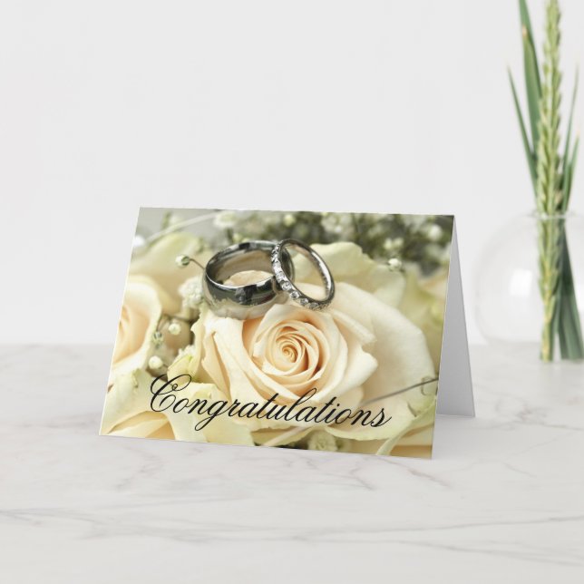 Cartão de Felicitações de Casamento Elegante (Frente)