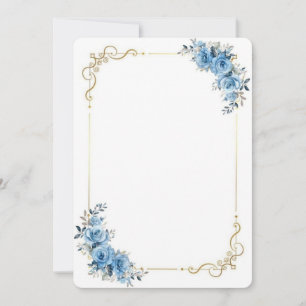 Cartão de Felicitações de Casamento Floral Azul