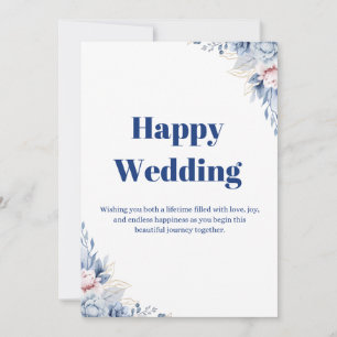 Cartão de Felicitações de Casamento Floral Branco