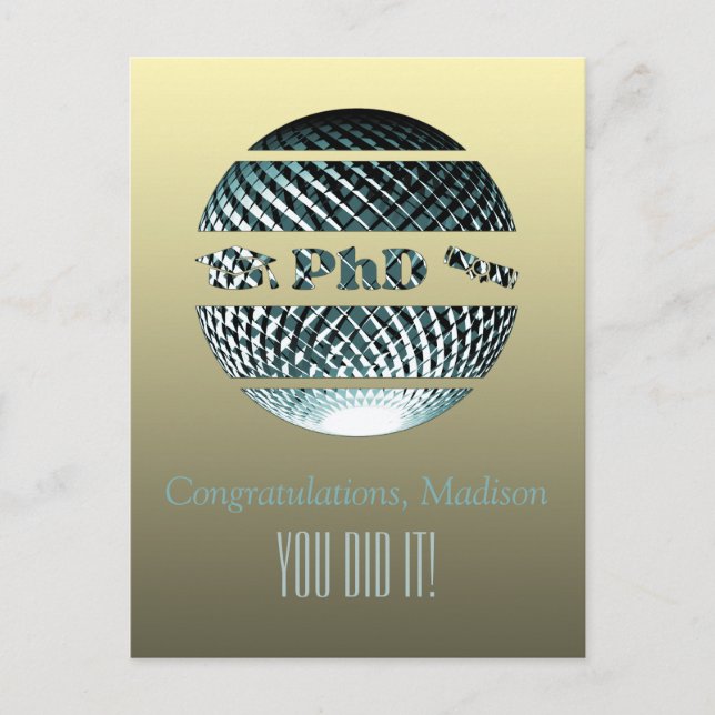 Cartão de felicitações de formatura de doutorado a (Frente)