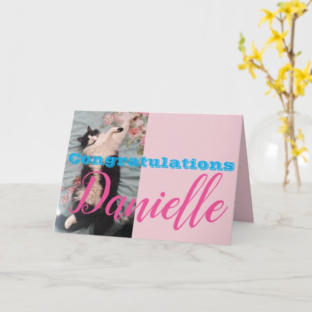 Cartão de Felicitações de Gato em Smoking Engraçad (Flor Amarela)