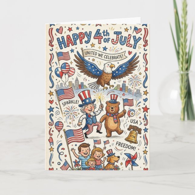Cartão de felicitações do Dia da Independência fel (Frente)