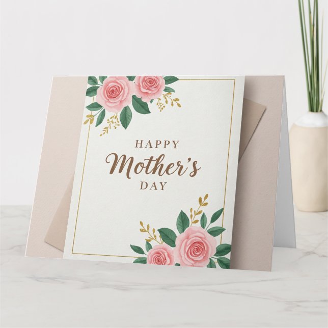 Cartão de Felicitações Dobrado dia das mães feliz  (Frente)