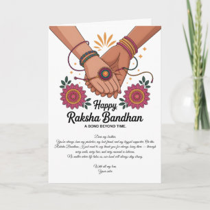 Cartão de Felicitações Dobrável Feliz Raksha Bandh