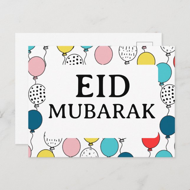 cartão de felicitações Eid Mubarak para eid al fit (Frente/Verso)