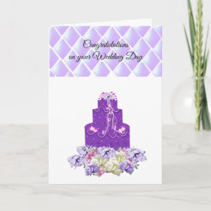 Cartão de Felicitações Floral de Bolo de Casamento