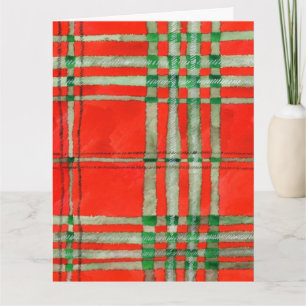 CARTÃO DE FELICITAÇÕES GRANDE TARTAN VERMELHO SCOT