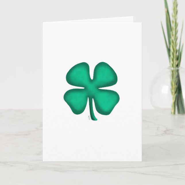 Cartão de felicitações Lucky 4 Leaf Irish Clover ( (Frente)