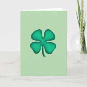 Cartão de felicitações verde Lucky 4 Leaf Irish Cl