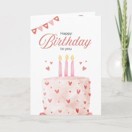 Cartão de Feliz Aniversário com Bolo Colorido