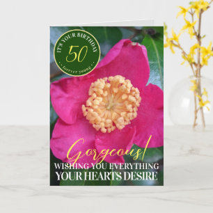 Cartão de Feliz Aniversário com Flor de Camélia Ro