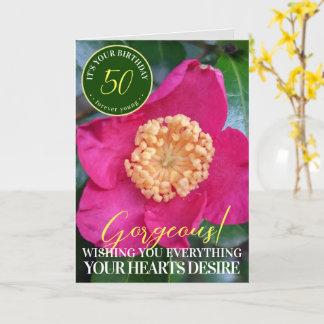 Cartão de Feliz Aniversário com Flor de Camélia Ro