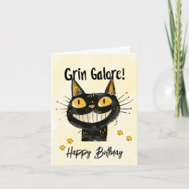 Cartão de Feliz Aniversário com Gato Preto Engraça
