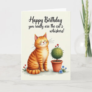 Cartão de Feliz Aniversário com Gatos Listrados Fe