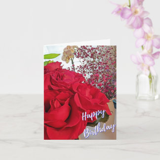 Cartão de Feliz Aniversário com Rosas Dobradas