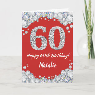 Cartão de Feliz Aniversário de 60 anos com Brilho