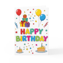 Cartão de “Feliz Aniversário” de desenho animado a