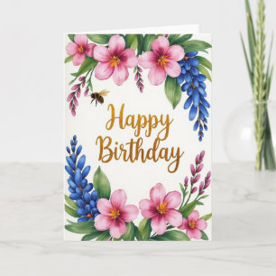 Cartão de Feliz Aniversário Dourado