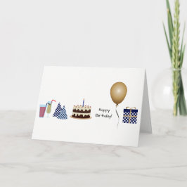 Cartão de Feliz Aniversário - em azul marinho