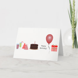 Cartão de Feliz Aniversário - em vermelho
