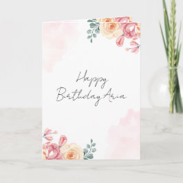 Cartão de Feliz Aniversário Floral em Aquarela | R