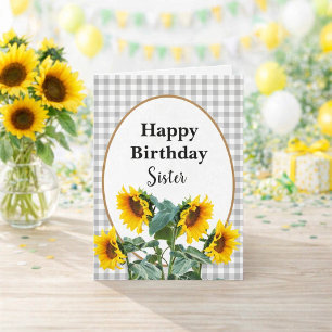 Cartão de Feliz Aniversário Irmã Floral Girassol