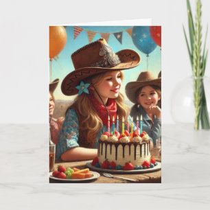 Cartão de Feliz Aniversário para Cowgirl Ocidental