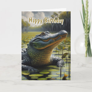 Cartão de Feliz Aniversário para Homens com Jacaré