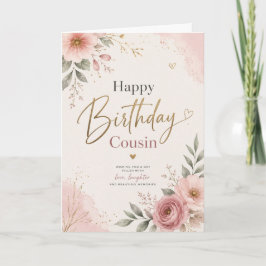 Cartão de Feliz Aniversário para Prima com Floral