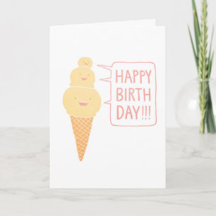 Cartão de Feliz Aniversário Sorvete Letterpress