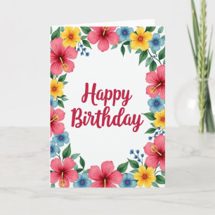 Cartão de Feliz Aniversário Tropical