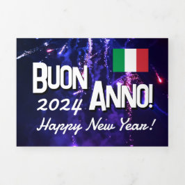 Cartão de Feliz ano novo italiano com Calendário 2