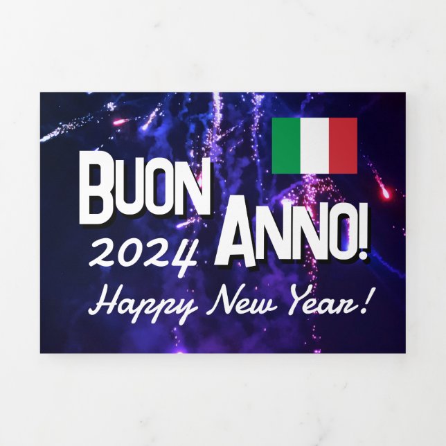 Cartão de Feliz ano novo italiano com Calendário 2 (Cobrir)