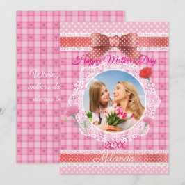 Cartão de Feliz Dia das Mães com Fita de Renda