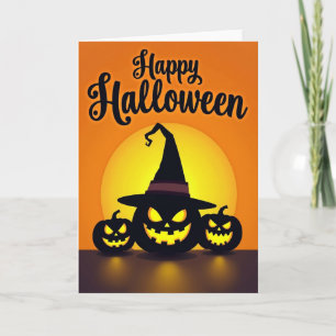 Cartão de Feliz Halloween com Chapéu de Bruxa