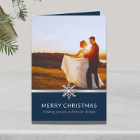 Cartão de Feliz Natal de Newlyweds Elegante