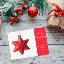 Cartão de Feliz Natal minimalista com estrela verm