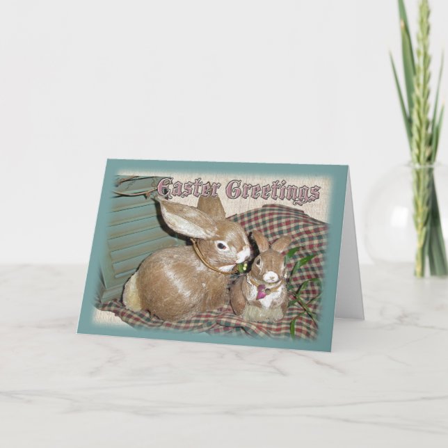 Cartão de Felz pascoa para decorações de coelhos d (Frente)