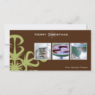 Cartão de fenda de natal verde em floco de neve