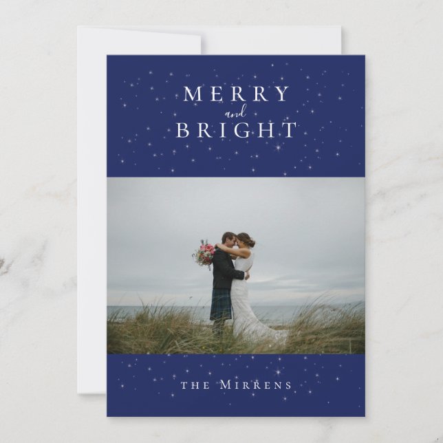 Cartão de Feriado Azul de Inverno com Spelbound (Frente)